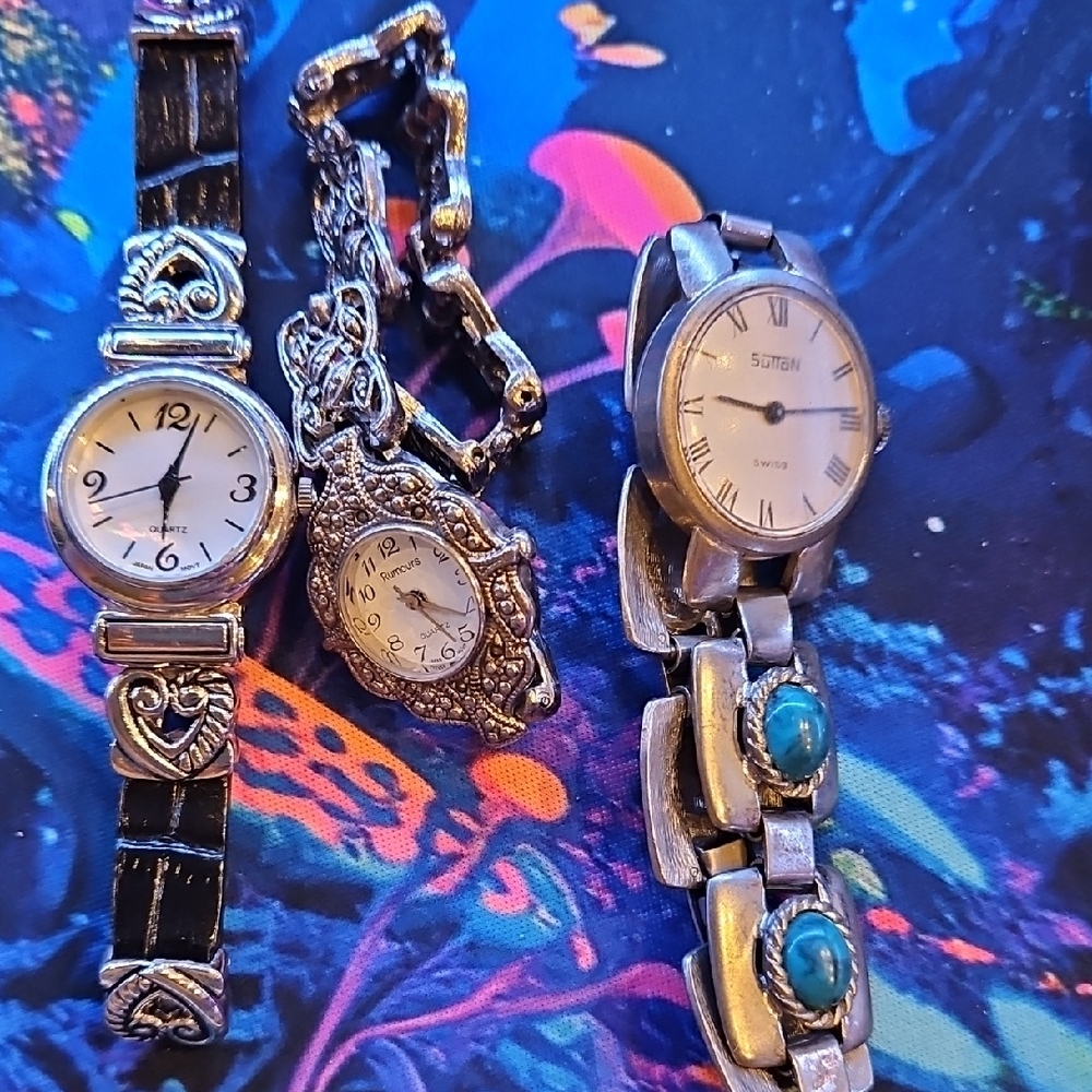 Vintage Silver and Black Women's Watch